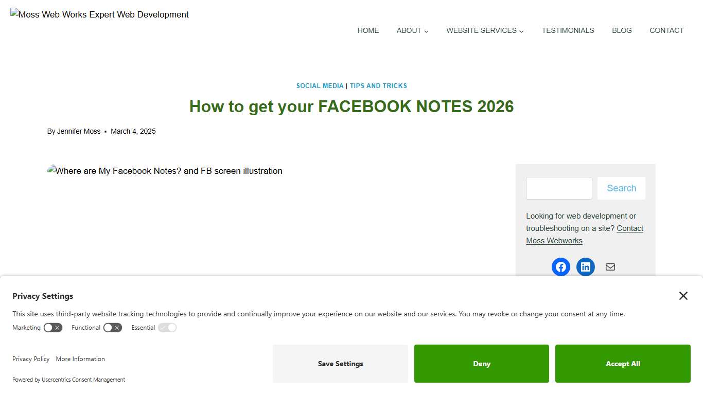 How to get your FACEBOOK NOTES 2026 - Moss Web Works
