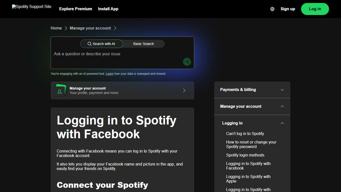 Logging in to Spotify with Facebook - Spotify